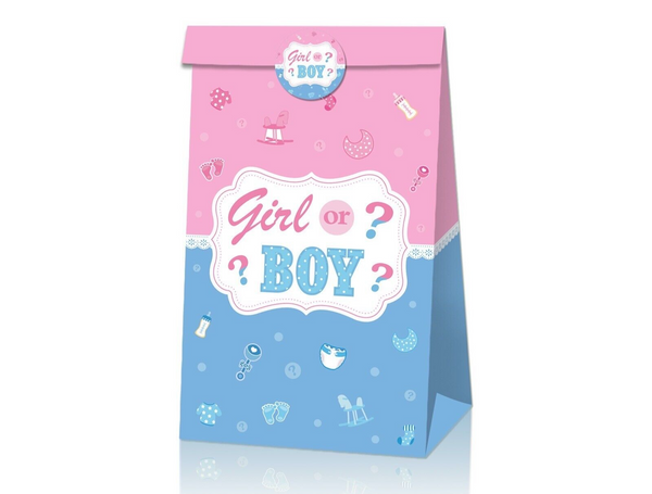 12PCS Girl Or Boy Paper Lolly Gift Bag & 18pcs Stickers Baby Shower Party