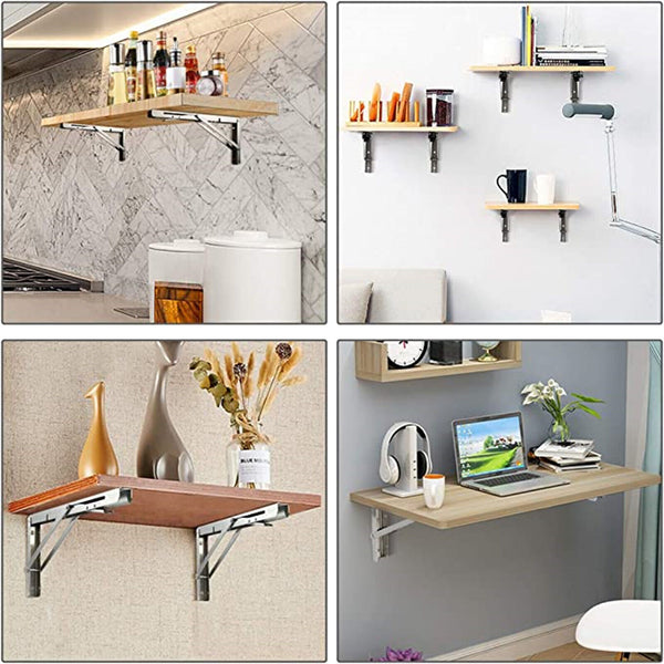 2PCS Traderight Folding Table Bracket Stainless Steel Wall Shelf Bench 10Inch AU