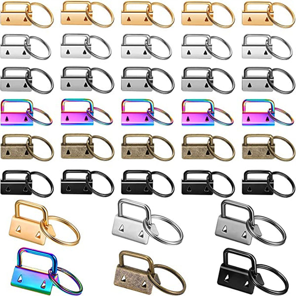 30PCS 25mm Key Fob Hardware keychain Split Ring Wrist Wristlets Cotton Tail Clip