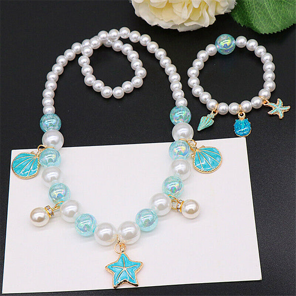 5PCS Girls Starfish Jewelry Set – Kids Necklace & Bracelet Gift Set