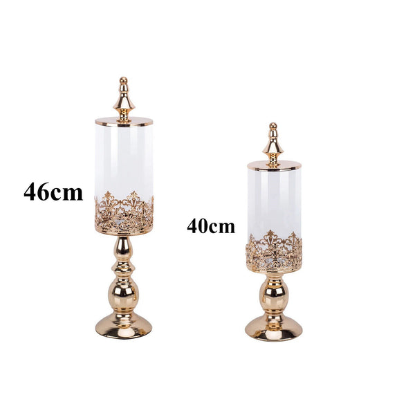 40/46cm Wedding Gold Candy Jar Dessert Table Decor Covered Biscuit Glass Storage