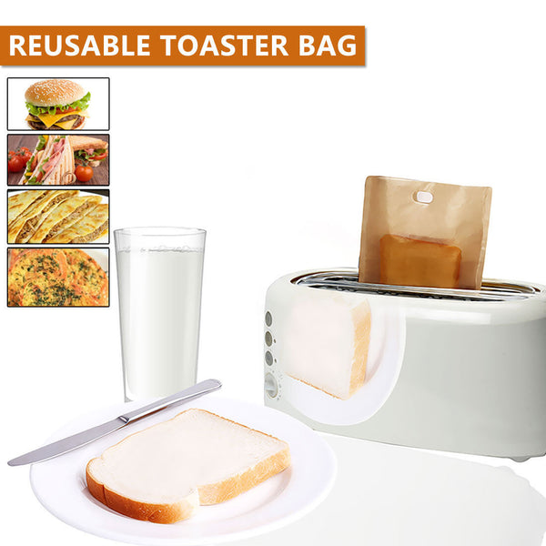 10-30x Non-Stick Reusable Toaster Bags Sandwich Pouch Bag Kitchen Bread Pockets
