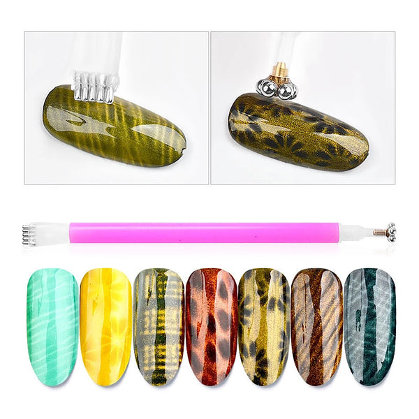1/2X Magnet Stick Tool Nail Magnet Pen For Cat Eye Magnetic UV Gel Polish Brush