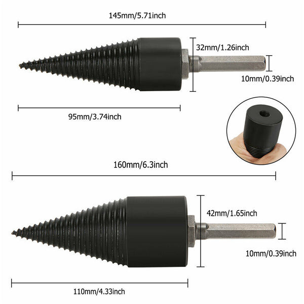 High Speed Twist Firewood Drill Bit Wood Splitter Splitting Cone Driver