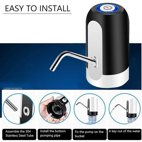 Electric Water Bottle Pump Dispenser Drinking USB Button Black White Drinking AU