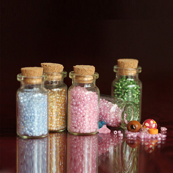 20/40/100x 7ml Glass Vials Container Bottles With Cork Top Mini Wish Bottle Jar