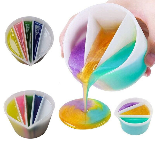 Split Cup Silicone Pouring Tool for Acrylic Paint Epoxy Resin DIY Art Craft Kit.