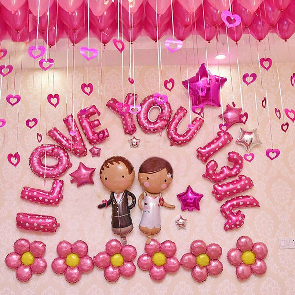 26pcs Foil Letter Balloons Number Balloon I LOVE YOU Wedding Party Decorations - Lets Party