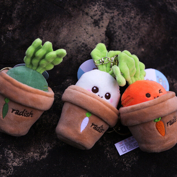 Lifelike Plants Potted Radish Stuffed Plush Toys Cartoon Plants Kid Keychain AU
