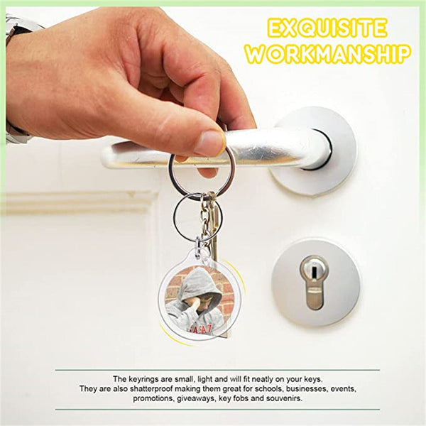 10PCS Keyring Clear Acrylic Photo Key Chain Picture Frame Blanks DIY Rings Gift