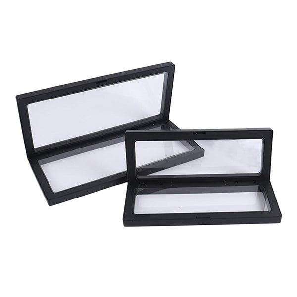 10 Pack 3D Floating Frame Holder Stand Box Clear Jewelry Ring Coin Display Case