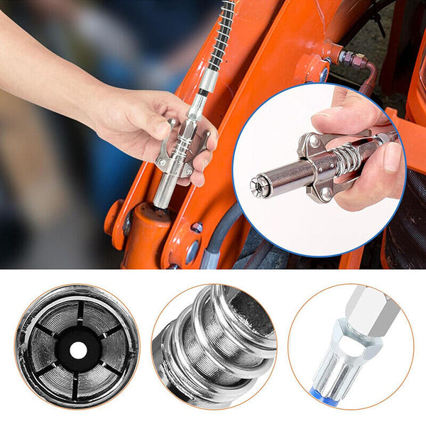 Grease Tool Coupler Heavy-Duty Quick Lock Double Handle Leak-Free Grease Gun AU