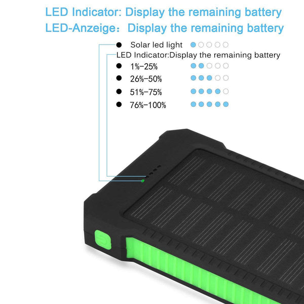 50000mAh Portable Solar Panel Dual USB External Battery Power Bank Pack Charger