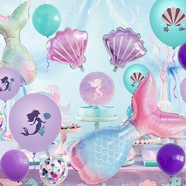 22/44X Mermaid Tail Balloons Set Party Supplies Kids Girls Birthday Decoration