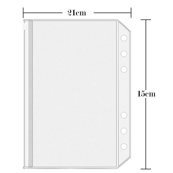 12x A5 6 Holes Binder Pockets Budget Cash Envelopes Clear Zipper Folders Bags Ki