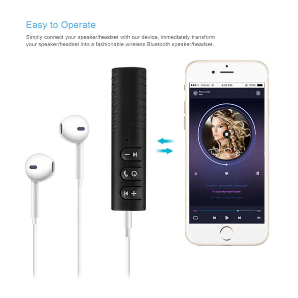 2PCS Wireless Bluetooth 3.5mm AUX Audio Music Receiver Stereo Home Car Adapter
