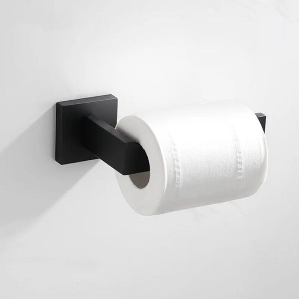 Matt Black Toilet Paper Roll Holder Hand Rack Hook Stainless Steel WALL MOUNTED