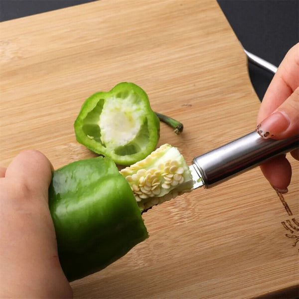 2in1 Pepper Chili Corer Jalapeno Seed Remover Twist Cutter Tool Stainless Steel