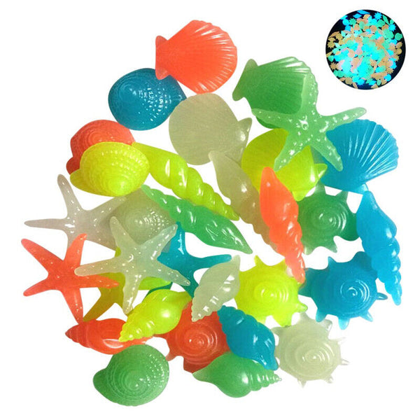 50Pcs Shell Pebbles Stone Glow in the Dark Rock Fish Tank Stones Garden Road AU