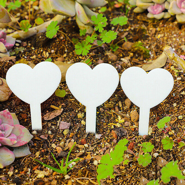 Up to 200X Heart-Shaped Plant Labels Flexible Plastic Garden Tag Nursey Seeding