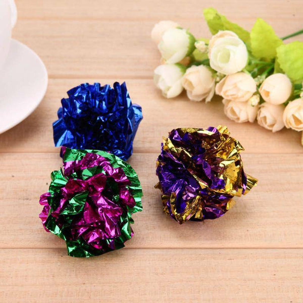 Cat Crinkle Balls Kitty Fun Toy Interesting Crinkly Sounds Soft New AU