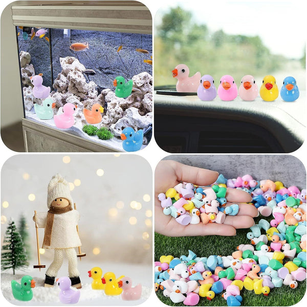 100PCS Luminous Realistic Party Decor Resin Christmas Mini Tiny Ducks Birthday