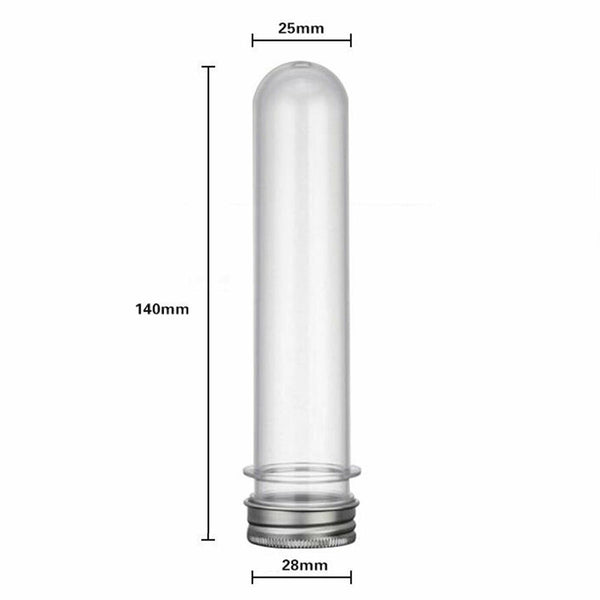 50pcs 45ML Plastic Lab Test Tubes Metal Cap Screw Lid Round Bottom Wedding Party