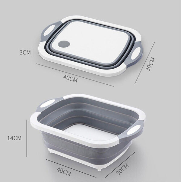 Camping Picnic Foldable Chopping Cutting Board Collapsible Strainer Basket Drain