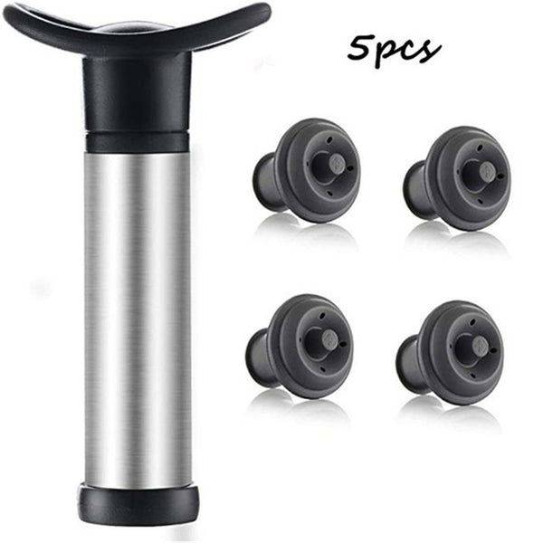 Wine Saver Vacuum Pump Sealer Preserver Set with 4 Valves Air Bottle Stoppers AU