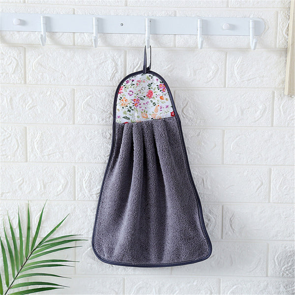5X Coral Fleece Hand Towel Flower Kitchen Bath Hanging Water Absorbent Soft Wipe