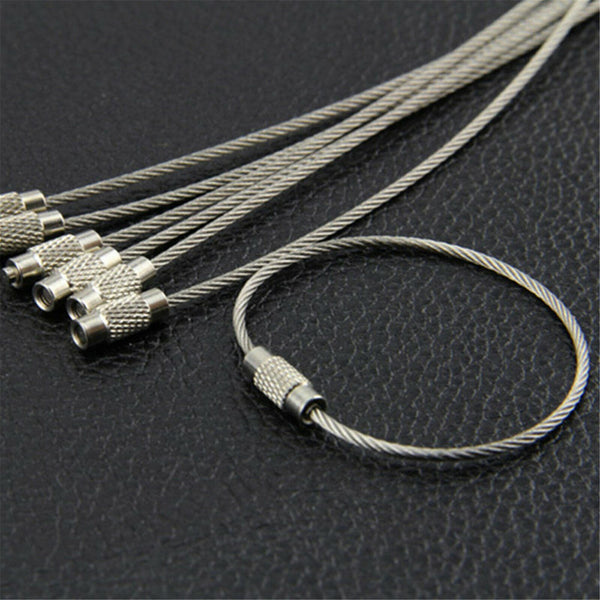 50X Wire Keychain Cable Key Ring Chain Stainless Steel Rope Outdoor Hiking Lock