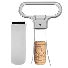 Wine Bottle Opener Cork Two-Prong Puller Damaged Cork Remover Chrome Sheath AU