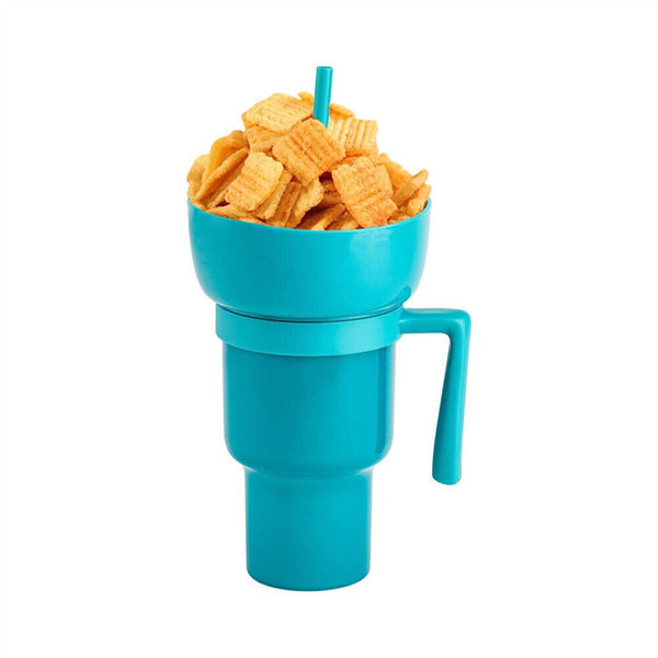 2-in-1 Stadium Tumbler Popcorn Cup Snack Cup Multifunctional Cup Bowl 1000ml AU