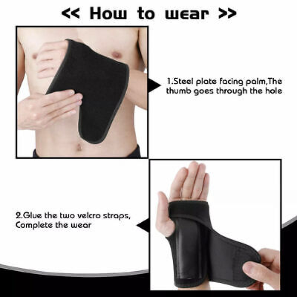 Steel Wrist Support Strain Brace Splint Carpal Tunnel Syndrome Sprain B