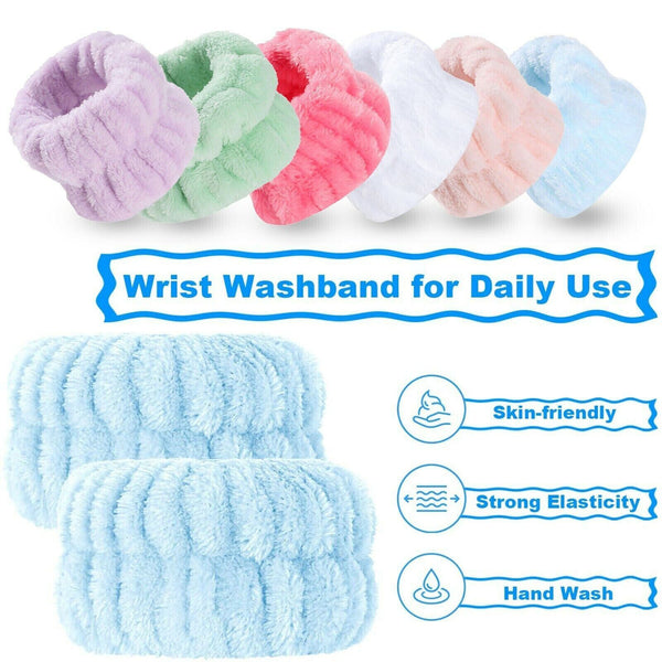 1X Face Wash Wristbands Microfiber Absorbent Wrist Washband Washing Face Spa New
