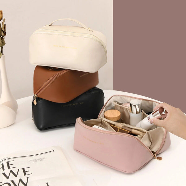 Large Capacity Travel Cosmetic Bag Makeup Brushes Slots Dividers Organizer Pouch