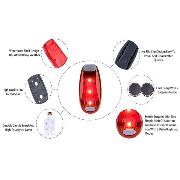 Safety Warning Lamp LED Tail Light Bicycle Cycling Back Rear Bike Helmet Running