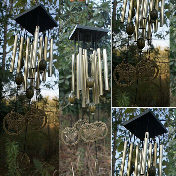 Large Wind Chimes Bell Stainless Butterfly 12 Tube Outdoor Windchime Garden Yard