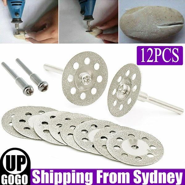 12PCS Diamond Cutting Discs Wheel Blades Set+Drill Bit For Dremel Rotary Tool AU