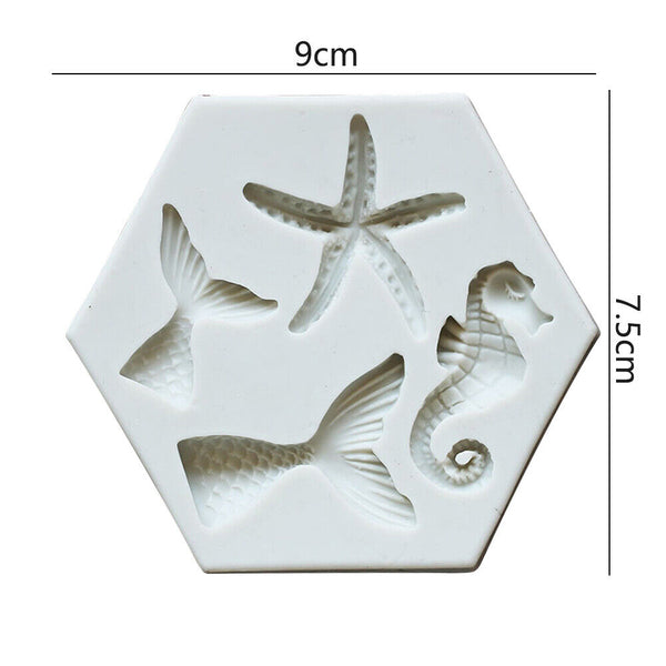 Sea Beach Nautical Animals Mermaid Silicone Fondant & Chocolate Mould Mold