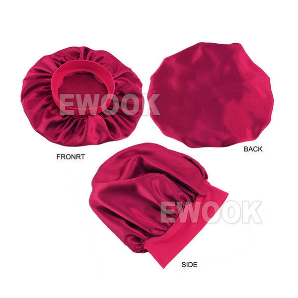 Sleeping Bonnet Hair Wrap Silk Satin Cap Women Elastic Night Soft Hat Headwear - Lets Party