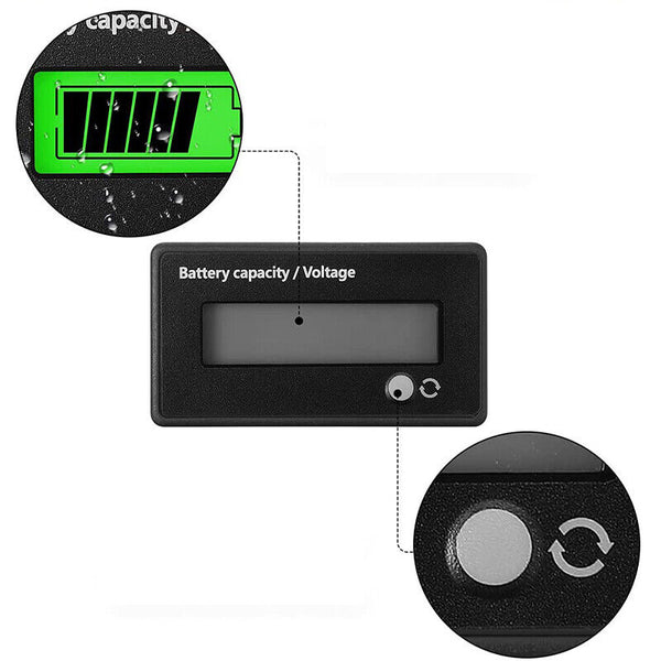 LCD 12V-48V Battery Capacity Indicator Voltage Voltmeter Monitor Meter Caravan