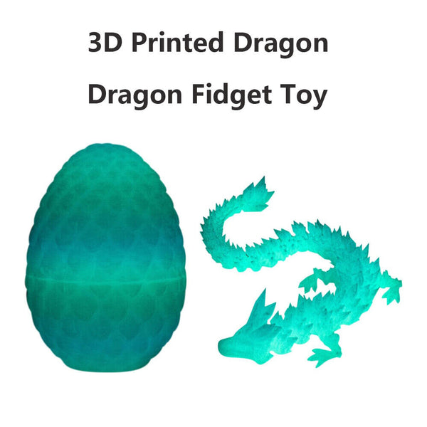 3D Printed Crystal Dragon Dinosaur in Scale Egg Posable Flexible Fidget Toy Gift