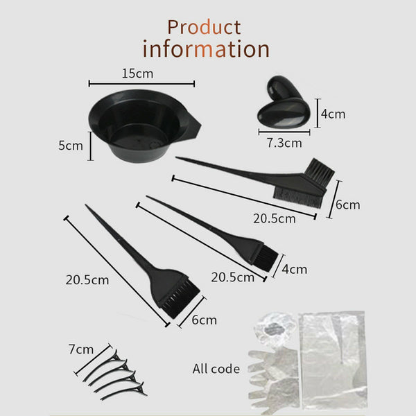 22Pcs Dye Hair Tools Coloring DIY Coloring Hairdressing Tool Kit Brush Comb Bowl