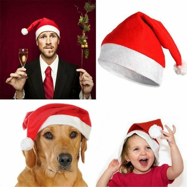 2X Santa Hat Christmas Fluffy Soft Xmas Cap Holiday Costume Office Party Adult