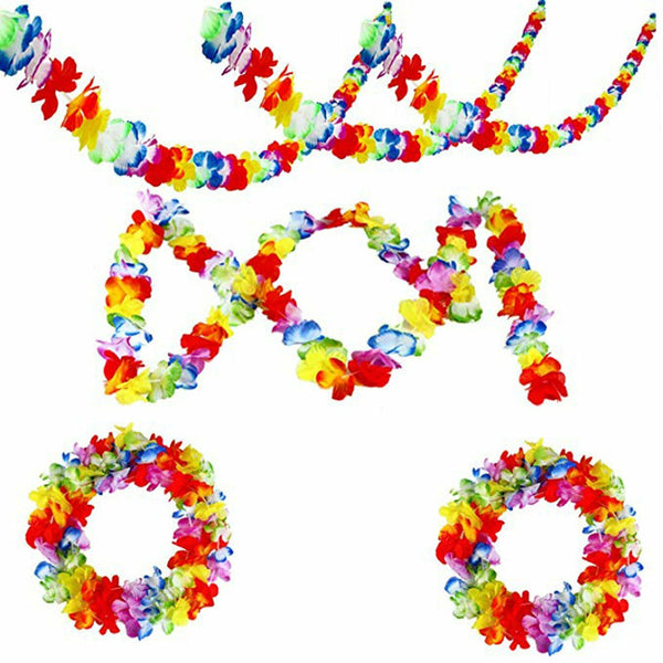 Hawaiian Flower Lei Leis Necklace Tropical Beach Luau Party Garland