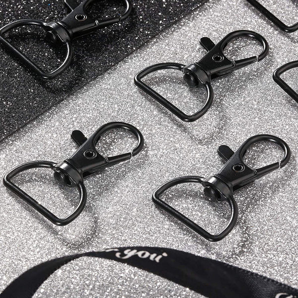 20X Black Lobster Clasp Swivel Trigger Clip Snap Keychains Hook Key Ring 20mm AU