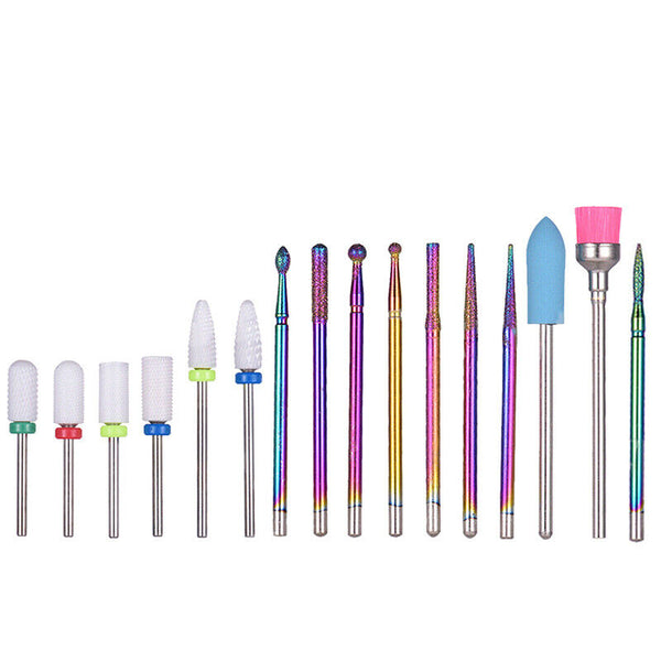 16x Ceramic Nail Drill Bits File Acrylic Manicure Pedicure Tools