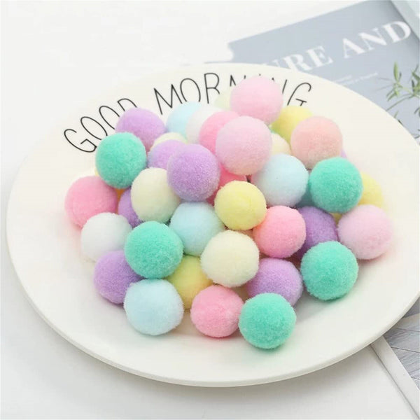 DIY Mixed Colour Mini Soft Fluffy Pom Poms Pompoms Ball 8-30mm for Kids Tool 1.5 - Lets Party