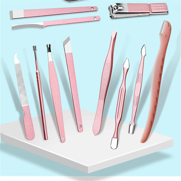 5 Styles Manicure Pedicure Set Stainless Nail Clippers Kit Cuticle Grooming Case
